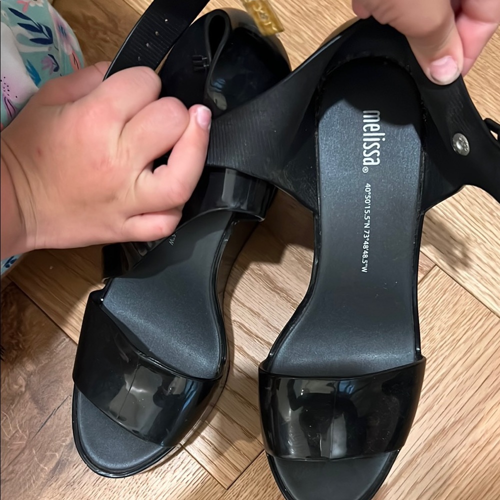 Melissa Black Sandals with Adjustable Straps